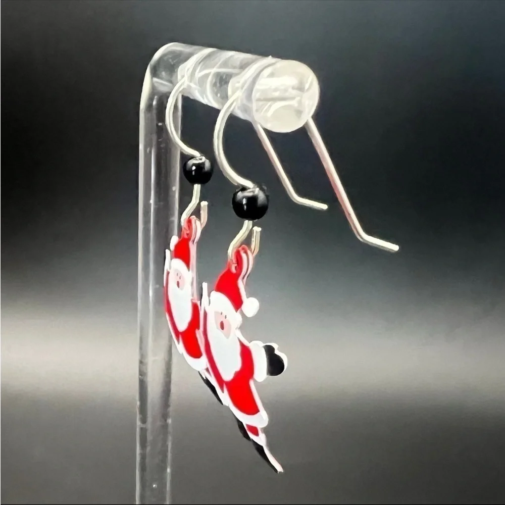 Santa Claus Christmas Earrings – Festive Holiday Jewelry with 925 Silver Hooks